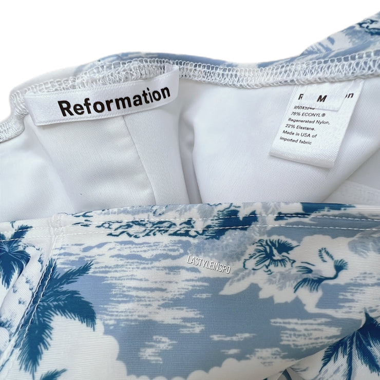Reformation Set Bikini Palms Blue and Top Size M
