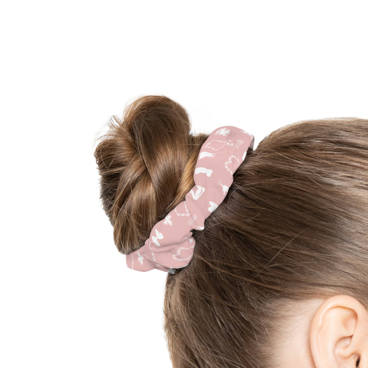 LA Style Inspo Hair Scrunchie Soft Pink White Icons