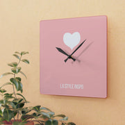 LA Style Inspo Girl Power's Heart Acrylic Wall Clock in Pink and White