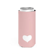 LA Style Inspo Slim Energy Can Cooler White Heart in Pink