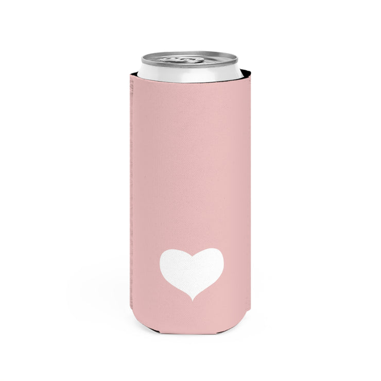 LA Style Inspo Slim Energy Can Cooler White Heart in Pink