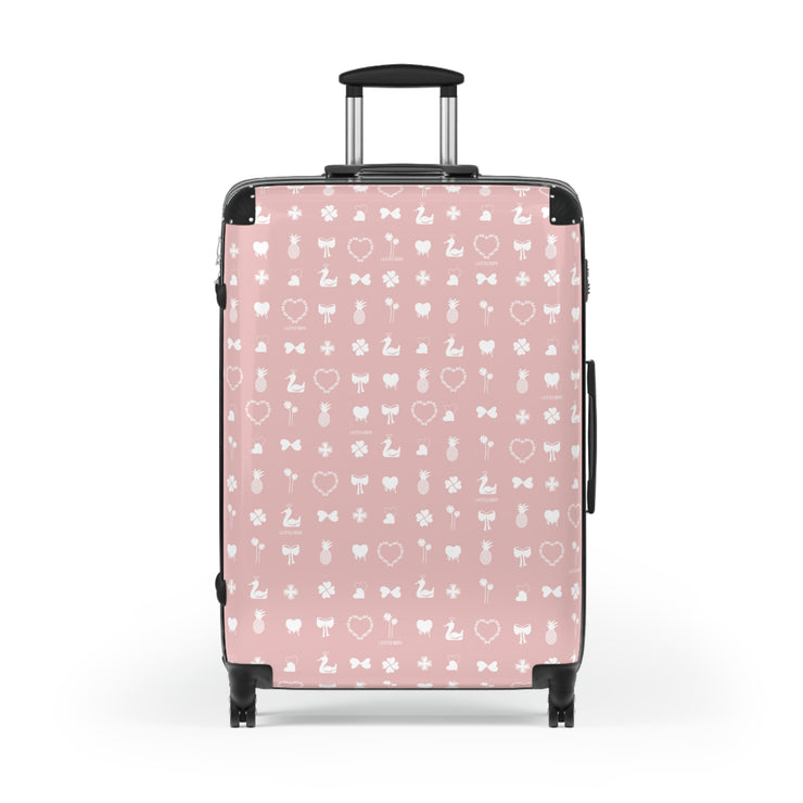 Iconic Luggage Suitcase Travel Bag with Organizer Sections in Pink and White Size S, M, L