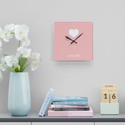 LA Style Inspo Girl Power's Heart Acrylic Wall Clock in Pink and White