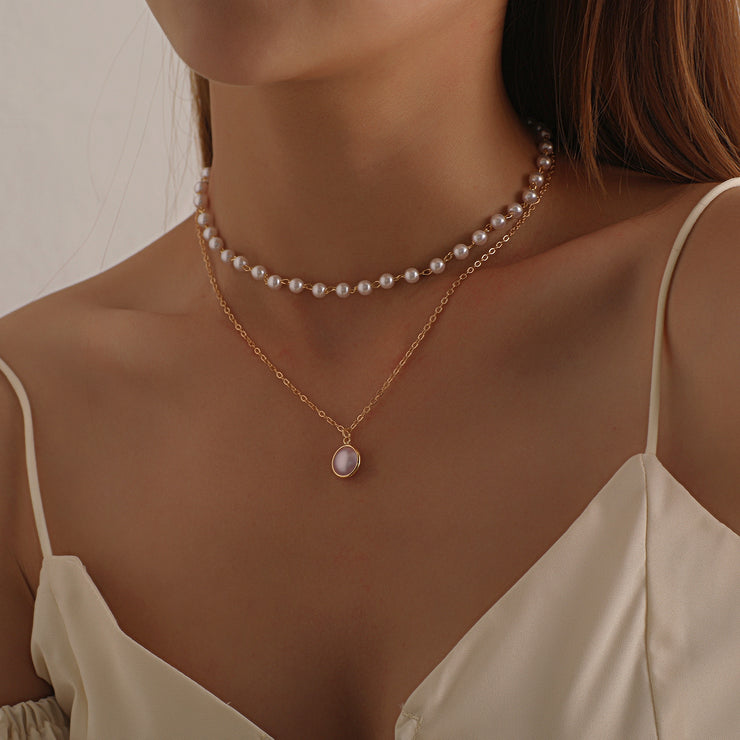 Ladies Super Fairy Pearl Clavicle Necklace Electroplating