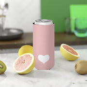 LA Style Inspo Slim Energy Can Cooler White Heart in Pink