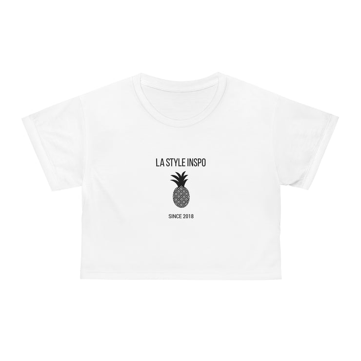 LA Style Inspo Women Crop Tee Logo in White Size XS, S, M, L, XL, XXL