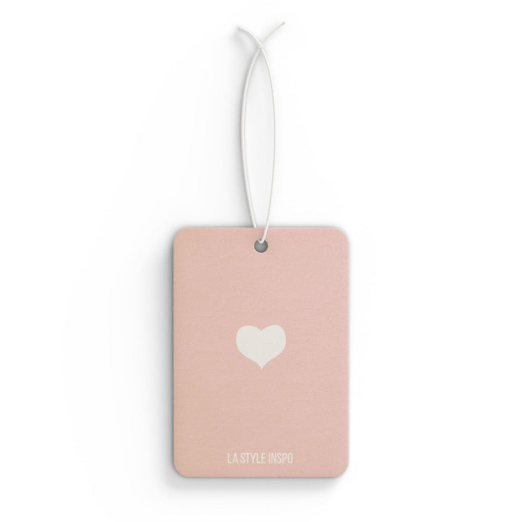 LA Style Inspo Scented Heart Car Air Freshener Pink in Pine, New Car, and Black Ice