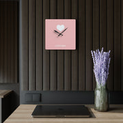 LA Style Inspo Girl Power's Heart Acrylic Wall Clock in Pink and White