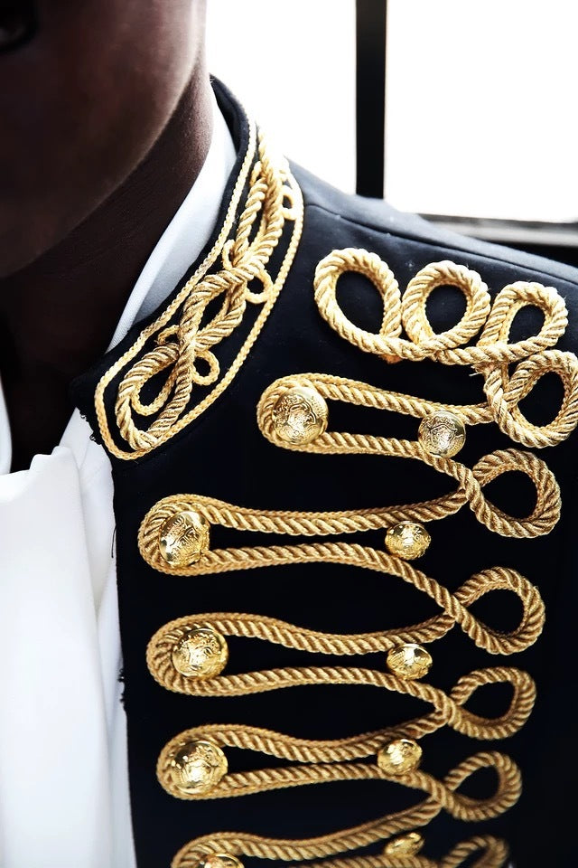 King Gold Rope Alpha Man Jacket Slim Gentleman Suit in Black Size M, L, XL