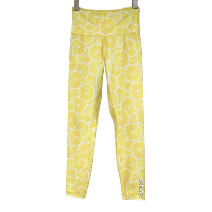 Wildfox WF Leggings A piece of Lucy Yellow Lemons Pattern Yoga Pants Size XS