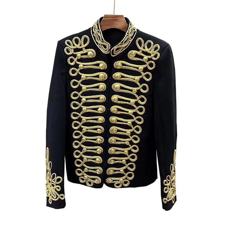 King Gold Rope Alpha Man Jacket Slim Gentleman Suit in Black Size M, L, XL