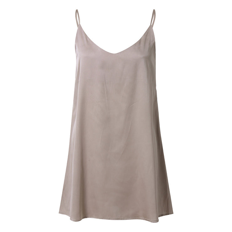 Condesa Silk Midi Dress Sleeveless in White, Grey, Black, and Beige Size S, M, L, XL