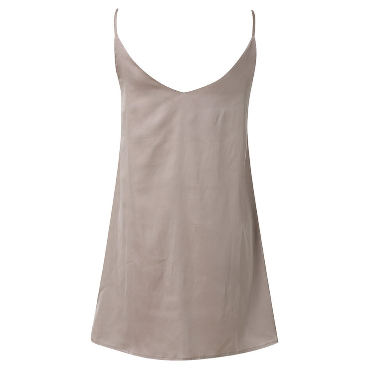 Condesa Silk Midi Dress Sleeveless in White, Grey, Black, and Beige Size S, M, L, XL