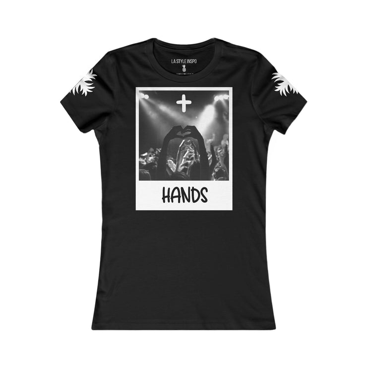 Women T-Shirt Edgy Original Design More Hands Less Phones Dark Print Tee Size S, M, L, XL