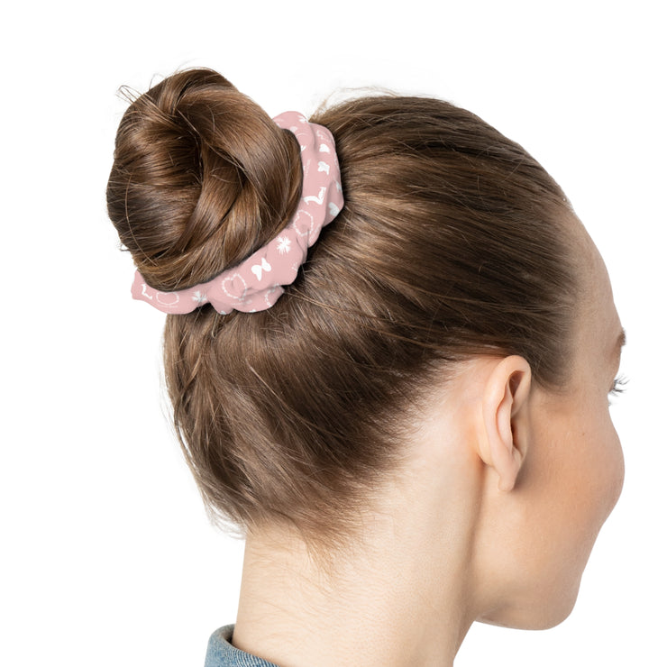 LA Style Inspo Hair Scrunchie Soft Pink White Icons