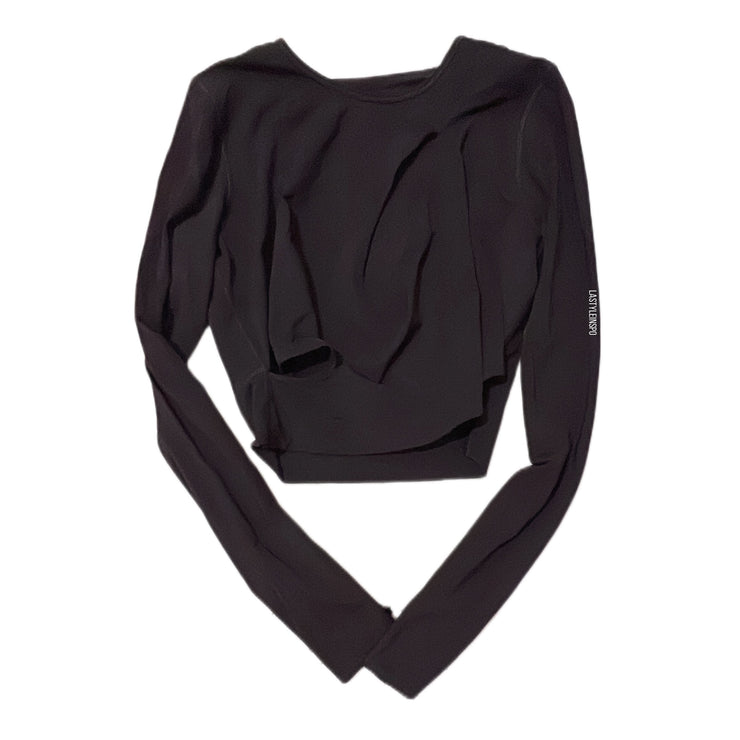 Stori. Cut Front Long Sleeved Crop Top Black Size 6