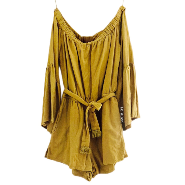 L*SPACE Long Sleeved Romper 100% Cotton Mustard Size S￼