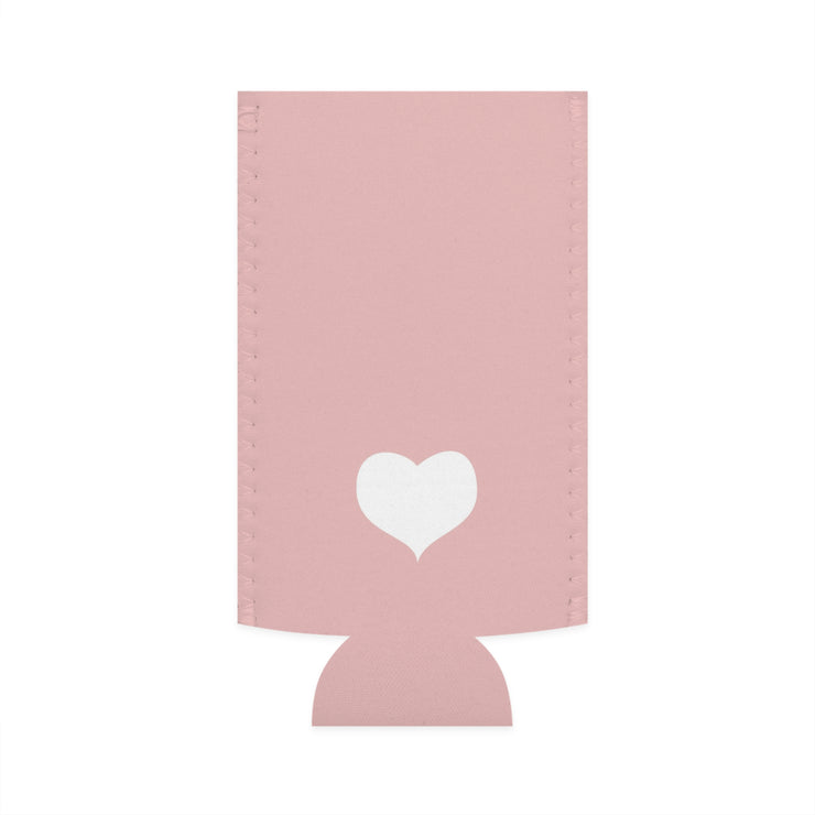 LA Style Inspo Slim Energy Can Cooler White Heart in Pink