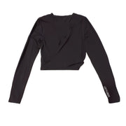 Stori. Cut Front Long Sleeved Crop Top Black Size 6