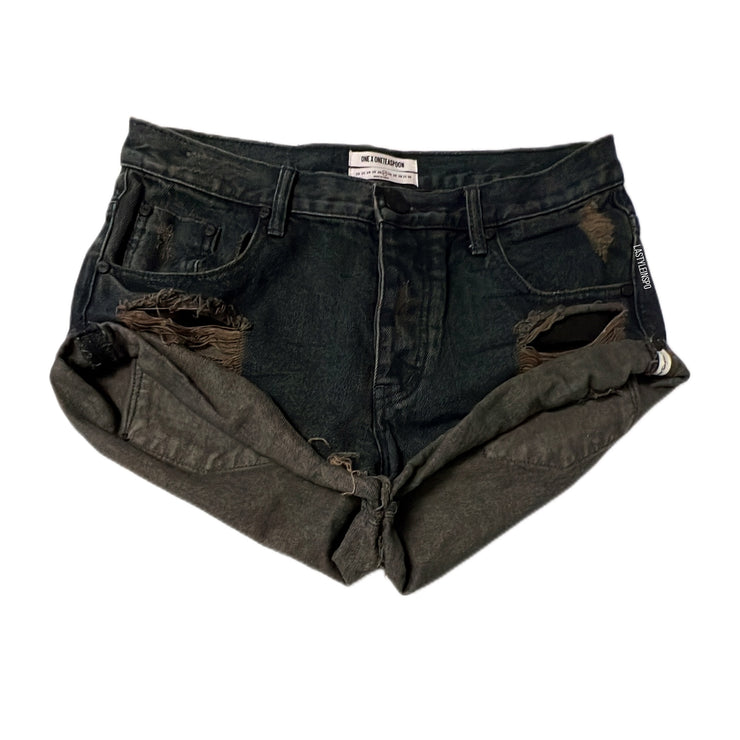 One Teaspoon Denim Shorts Distressed in Black Size 27