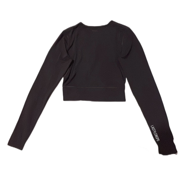 Stori. Cut Front Long Sleeved Crop Top Black Size 6