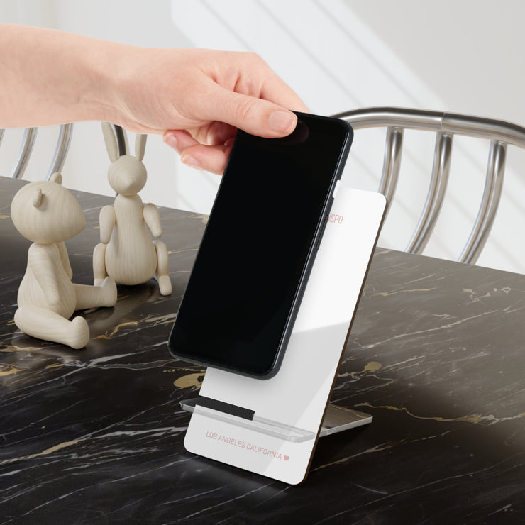 Universal iPhone Mobile Display Stand for All Smartphones in White and Pink