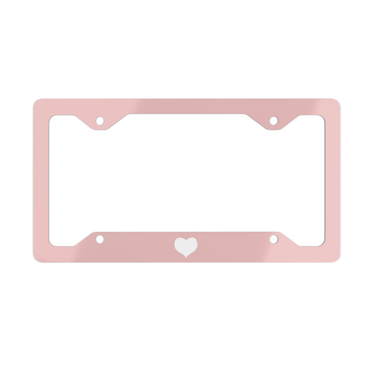 LA Style Inspo White Heart Metal License Plate Frame in Soft Pink