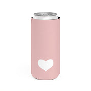 LA Style Inspo Slim Energy Can Cooler White Heart in Pink