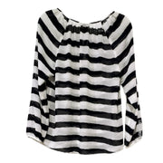 Ann Taylor Long Sleeved Contrast Blouse White and Black Size Medium