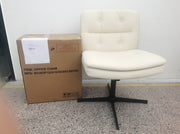 Smart Focus Modern Home Office Desk Armless Chair Vanity No Wheels Size Large in White Beige 24” x 26” x 31”