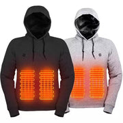 2024 New Outdoor Electric USB Heating Hoodie for Men in color White and Black. Size M, L, XL, XXL, 3XL