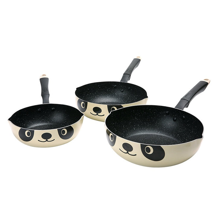 Panda Stone Cooking Pots White 7.9” / 9.4” / 10.2”