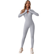 American Sports One Piece Yoga Suit Front Zipper in Beige, Grey, Pink Size S, M, L, XL