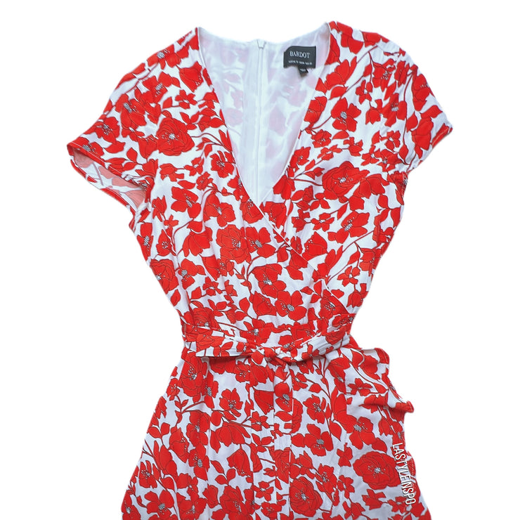 Bardot Floral White Red Dress Size Medium