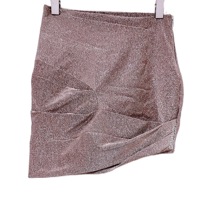 ALIX NYC Asymmetrical Mini Skirt in Metallic Pink Size Small
