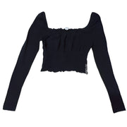Miss Selfridge Long Sleeve Crop Top in Black Size 4