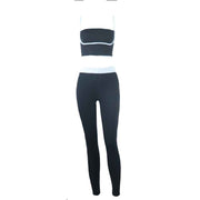 Leggings Set 2 PCS Contrast Color Exercise Yoga Suit in Black And White Size S, M, L