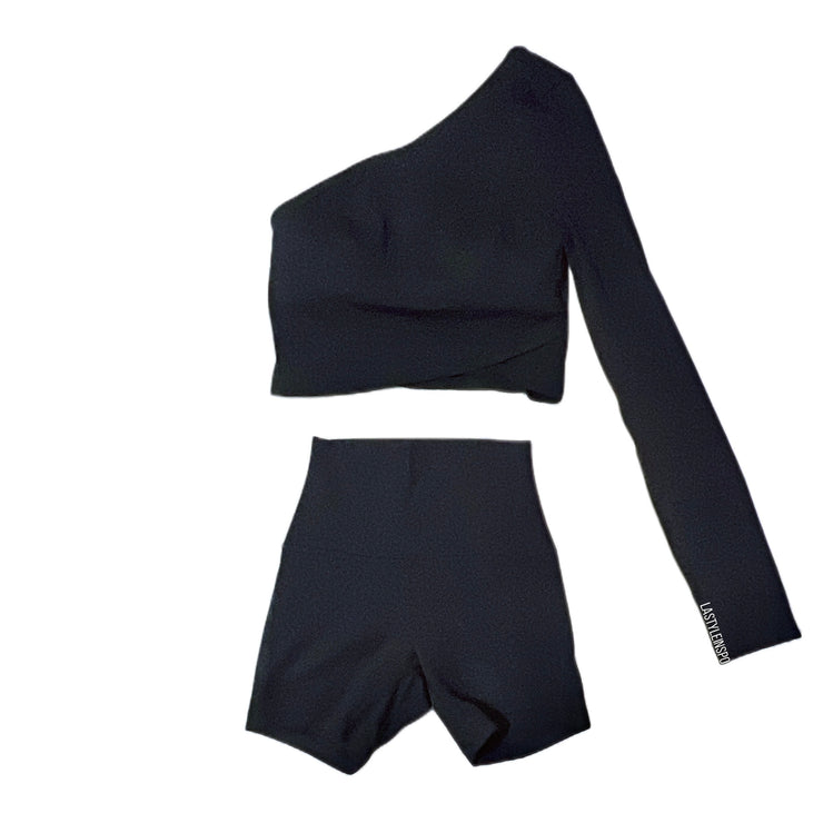 Lululemon Sporty Set Black One Long Sleeved Top Size 2 + Align Shorts Size 0