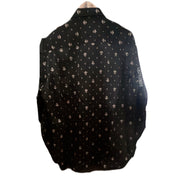 Perry Ellis Mens Shirt Black Fleur de Liz Print Size XL