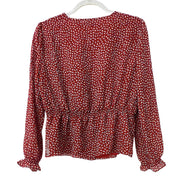 Madewell Long Sleeved Blouse Floral Dark Red Boho Size Small