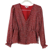 Madewell Long Sleeved Blouse Floral Dark Red Boho Size Small