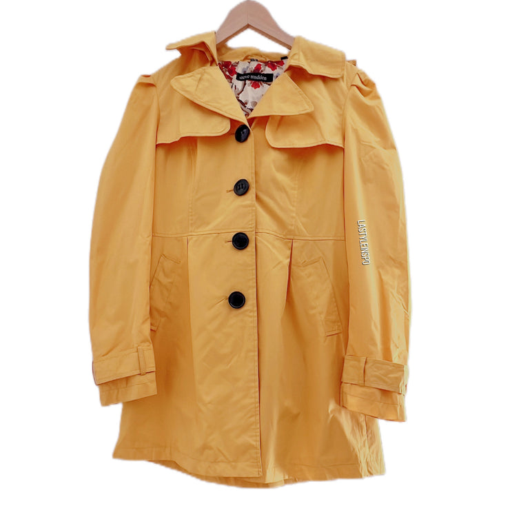 Steve Madden Waterproof Rain Coat Hooded Yellow Size L