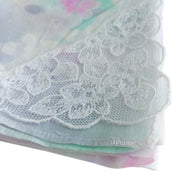 Emanuel Ungaro Italy Designer Scarve Lace Handkerchief Floral White and Pastel Colors