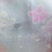 Emanuel Ungaro Italy Designer Scarve Lace Handkerchief Floral White and Pastel Colors