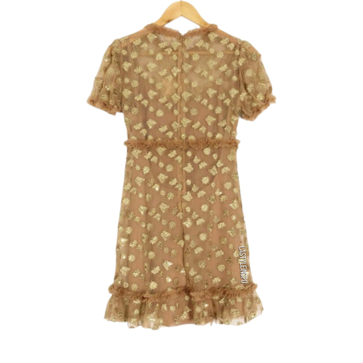 For Love and Lemons Golden Garden Tulle Mini Dress Size Small