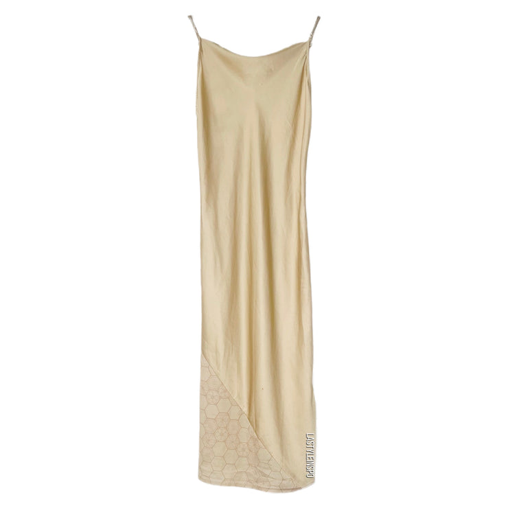 Amateras Satin Maxi Dress Nude Beige Japan Size Small