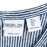 Rachel Zoe Linen Blouse Sleeveless Stripped Top Tie Bow Buttoned Shirt Size Small