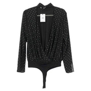 NEW LPA Bodysuit Blouse Rhinestone Black Size M