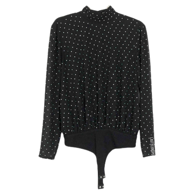 NEW LPA Bodysuit Blouse Rhinestone Black Size M