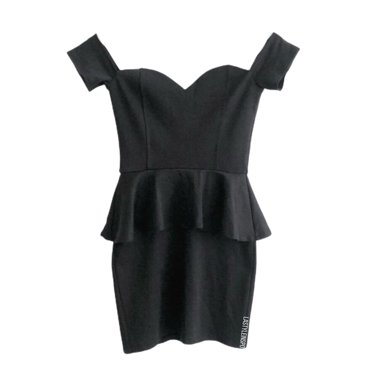 Nasty Gal Hourglass Black Dress Bodycon Ruffle XS